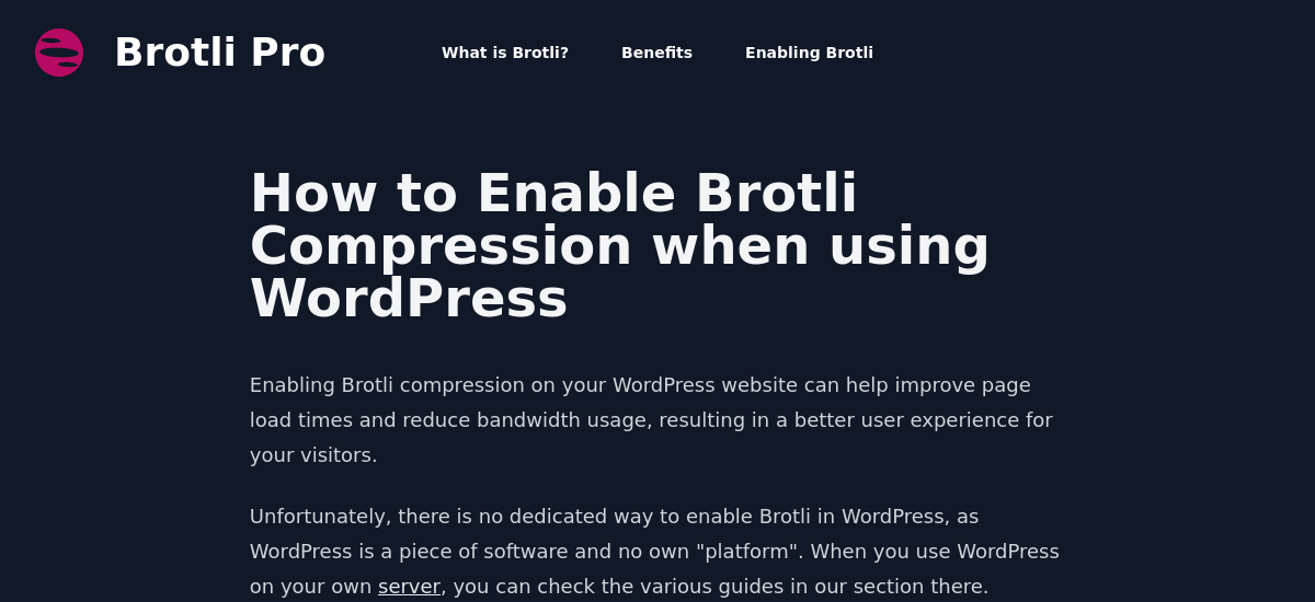 How To Enable Brotli Compression When Using Wordpress Brotli Pro